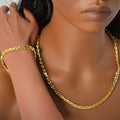 Western Trendy New Ten Lettering Square Band Clasp Chain Personality Necklace Bracelet Set Chunky Chain 2-Piece Set Overseas Jewelry