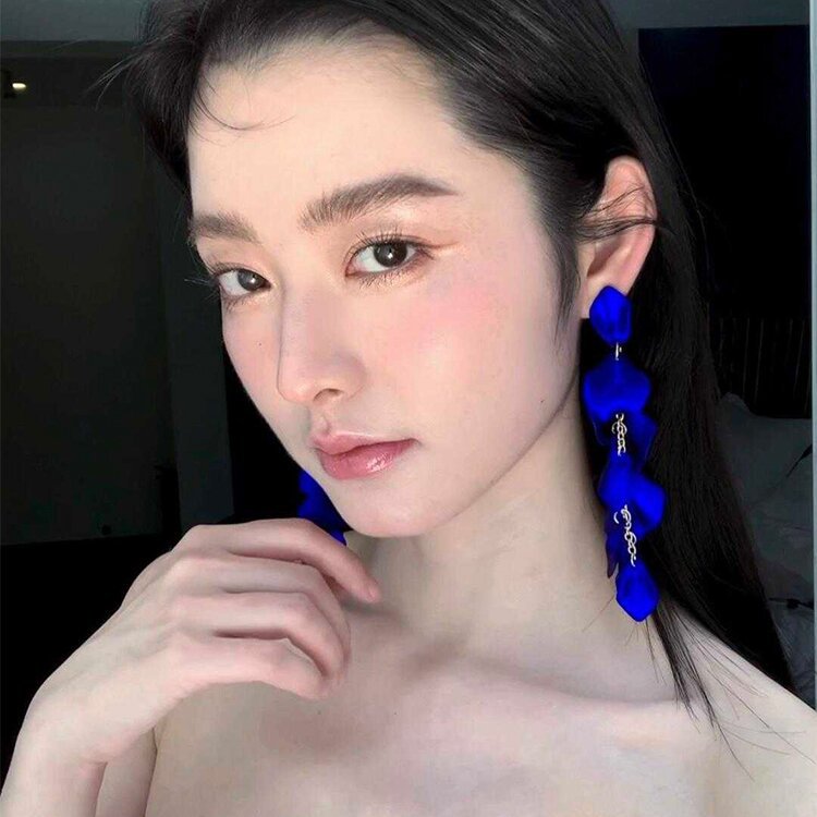 Rose Petal Long Statement Earrings - view 3