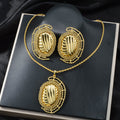 Wholesale Overseas Statement Middle East Cutout Design Gold Plated Necklace Pendant Earrings 2-Piece Set Jewelry Set Women