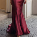 Off-Shoulder Satin Mermaid Evening Gown - Slim Fit Banquet Toasting Dress