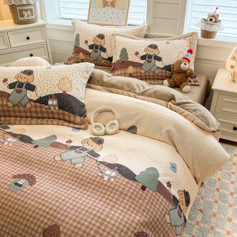 Skateboard Lion Milk Velvet 4-Piece Winter Bedding Set - view 3