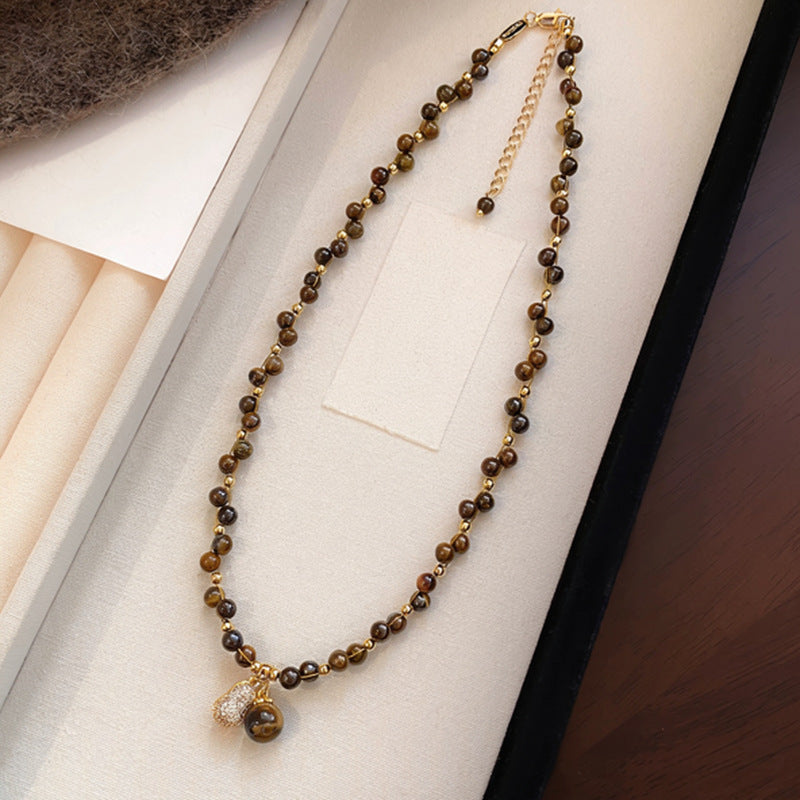 18K Gold-Plated Zircon Round Pendant Necklace - view 4