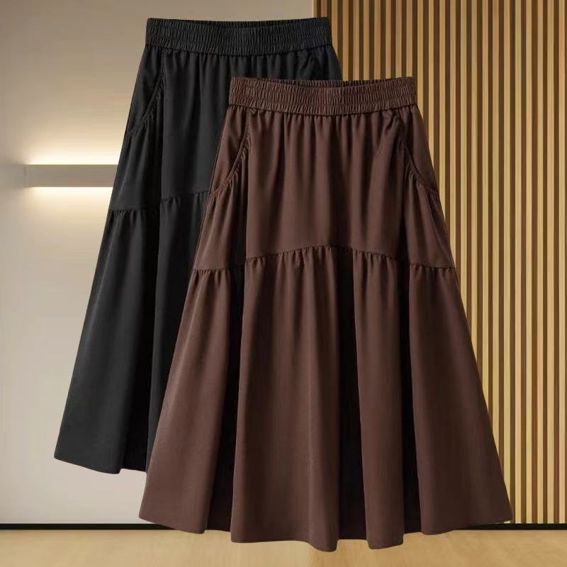 Summer Fashion Elegant High Waist Loose Mid-Length Long Skirt