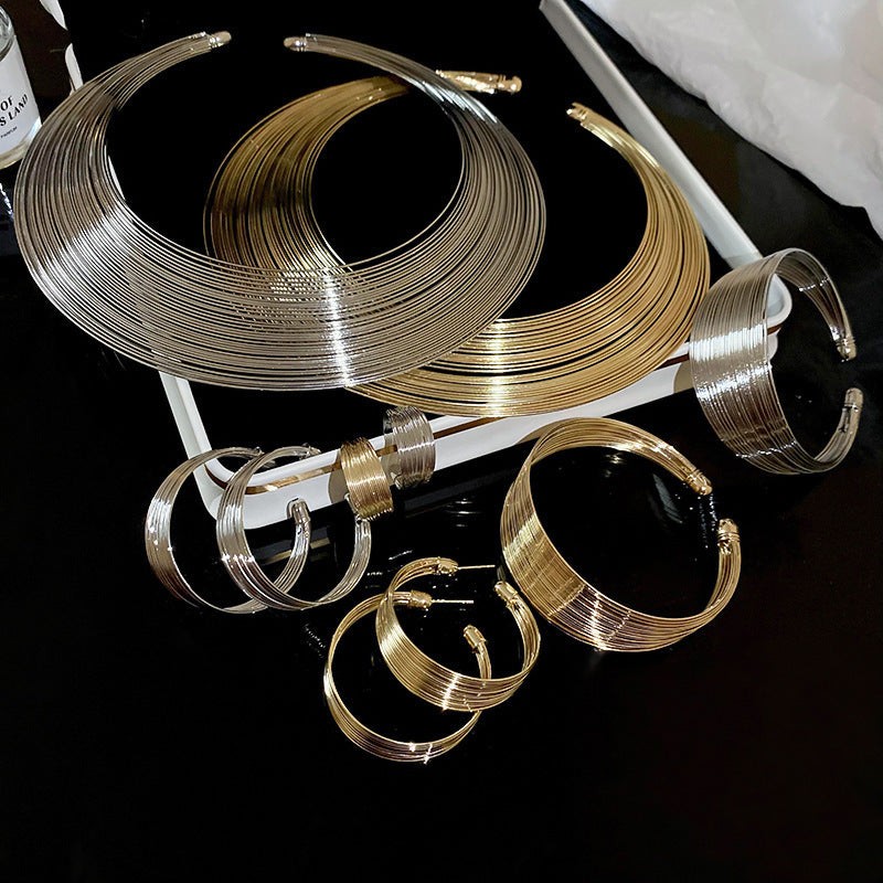 Oversized Geometric Metal Cuff Bracelet - view 3