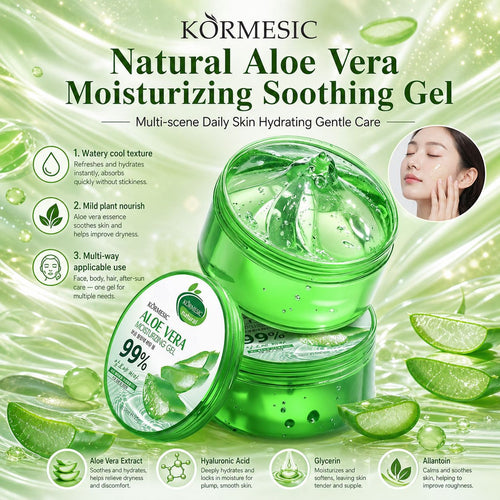 KORMESIC全英文版保湿芦荟胶Aloe Vera Gel外贸跨境厂家批发直销