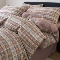 Red Tea Check / 0.9m Bed - 3-Piece Flat Sheet - Fits 150x200cm Duvet