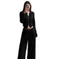 Women's Fall Slimming Knit Wool Long Sleeve Fitted Fake Two-Layer Cardigan + Top 2026 - Black