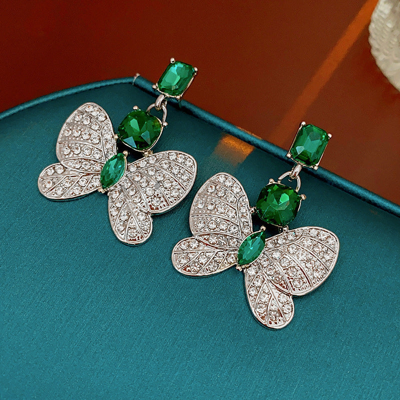 Vintage Rhinestone Butterfly Stud Earrings - view 4