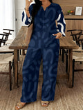 Women's Ethnic Retro Plus Size Long Sleeve V-Neck Printed Drapey Top Set 2026 - 1