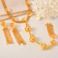 18K Middle East Jewelry Gold Plated Sing K Fringe Flower Net Form Necklace Earrings Set Africa Accessory Overseas Wholesale