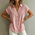 Summer Slimming V-Neck Pleated Loose Shirt