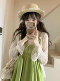 Forest Green Fringe Camisole Bohemian Vacation Dress