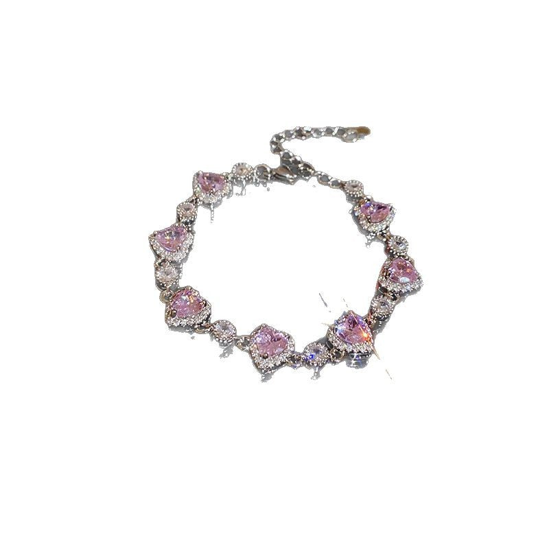 Sparkling Zircon Heart Charm Bracelet - view 5