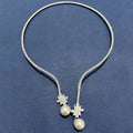 Western Simple Retro Pearl Cubic Zirconia Full Diamond Necklace Bride Accessory New Elegant Wedding Rhinestone Choker Bead Collar