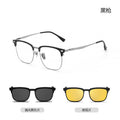 Beesfen 8899ZM Magnetic Fit-Over Glasses Frame 3 Combo One Polarized Big Face Prescription Glasses Men Sunglasses