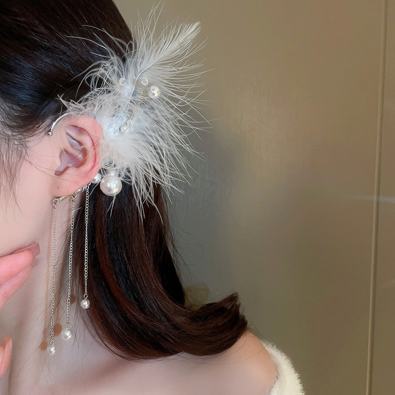 Rhinestone Bow Pearl Ear Cuff - view 11