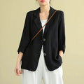 Women's Spring-Summer Artistic Casual Linen Cotton Long Sleeve Loose Sun-Protection T - Yellow