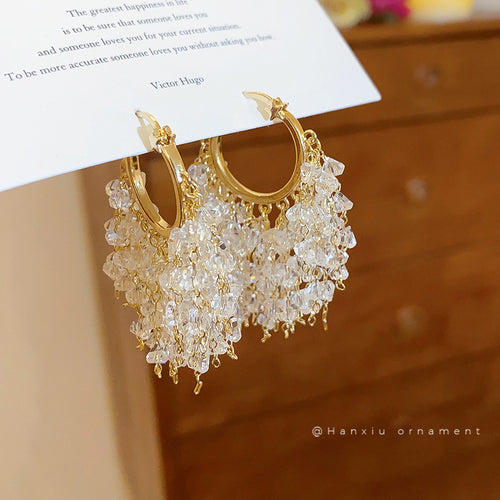 18K Gold-Plated Star Crystal Tassel Earrings