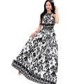 Women's Summer Ethnic Vacation Sleeveless Floral Printed Swing Dress + Camisole + Ski - 4-1#