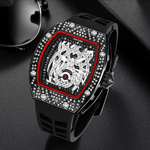 Item Time Mens Watch Drop Ship Western Bestseller Wine Barrel Full Diamond Watch Men Formal Sports Waterproof Watch Men