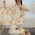 Women's Summer Japanese Short Sleeve Cardigan + Pants 3-Piece Set 2026 - 3-Piece Set Cardigan Apricot