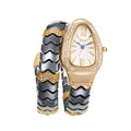 2025 New Color Split Punk Black Women Quartz Watch Cross-Border Snake Head Watch Gold Tone Color Snake Shape Watch