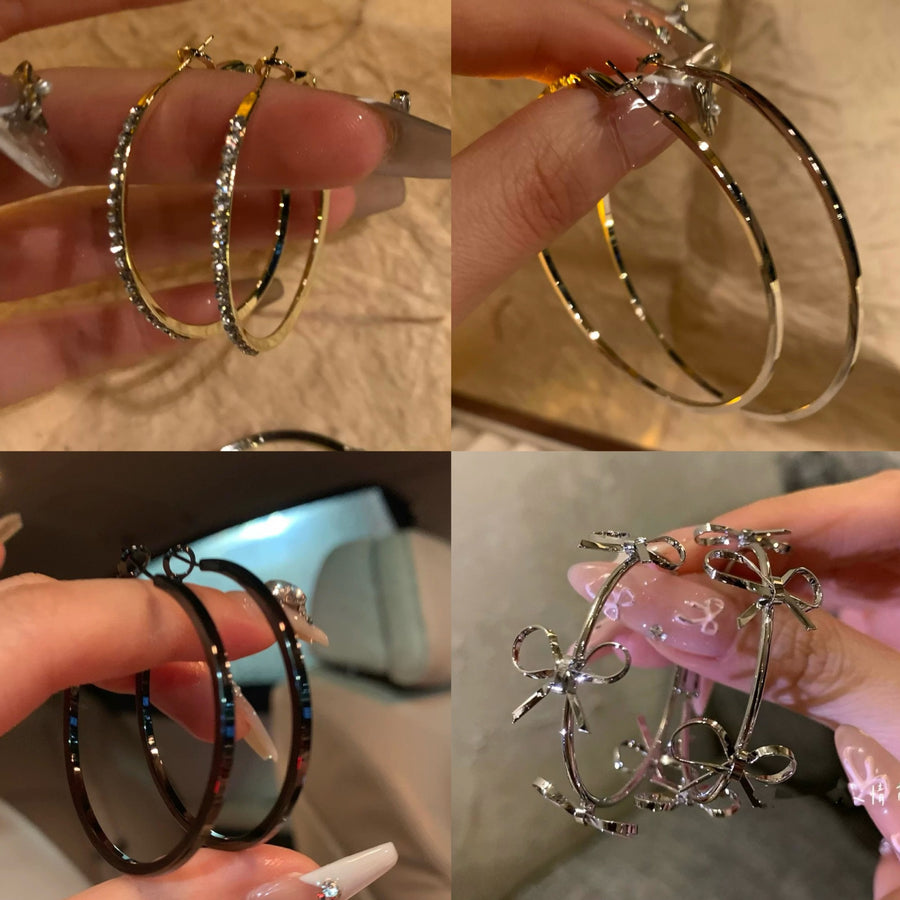 Minimalist Silver-Tone Metal Hoop Earrings - view 2