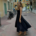 A588DS Square Collar Sleeveless Camisole Long Dress