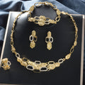 Retro Style New Oval Round Honeycomb Pendant Piece Rhinestone Elegant Light Luxury Banquet Set Necklace Bracelet Set Earrings Ring