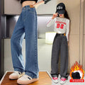 Girls' Fleece-Lined Wide-Leg Jeans - Fall/Winter Cozy