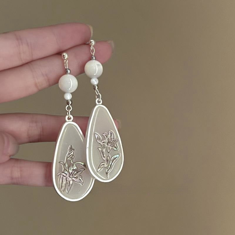 Bohemian Crystal Flower Tassel Earrings - view 12