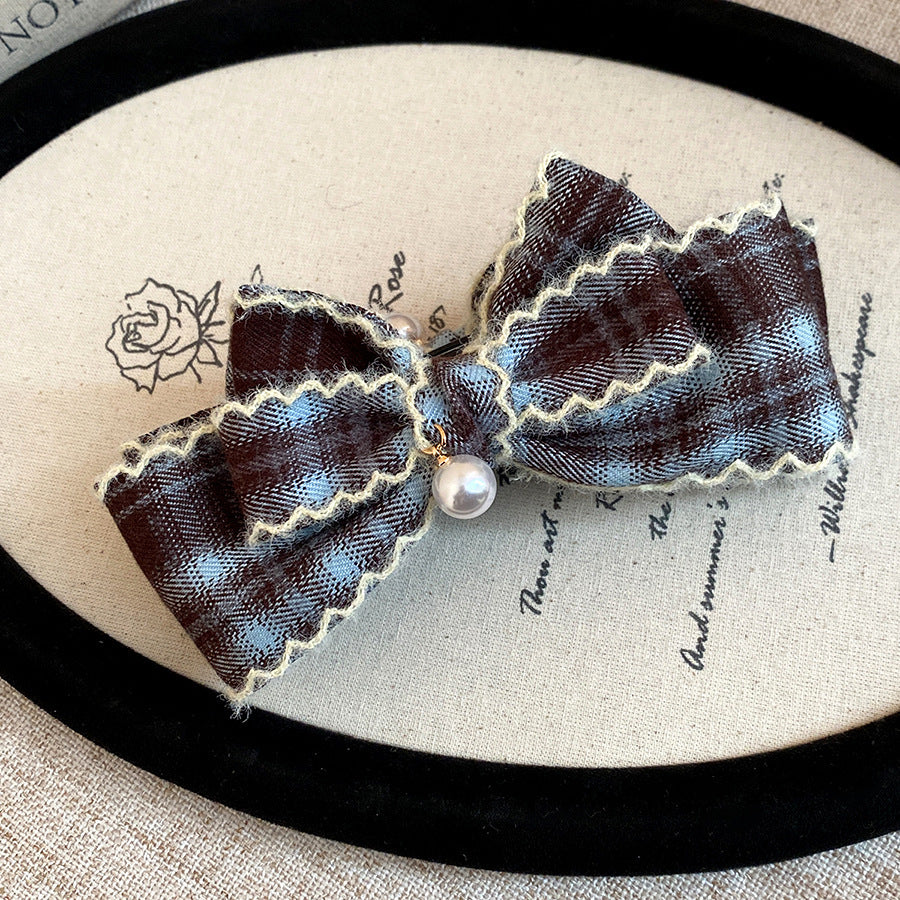 Pearl Bow and Iris Flower Hair Claw Clip - view 9