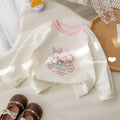 Girls' Cartoon Print Contrast Long Sleeve T-Shirt