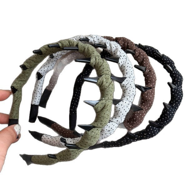 Korean Polka Dot Acrylic Fabric Headband - view 5