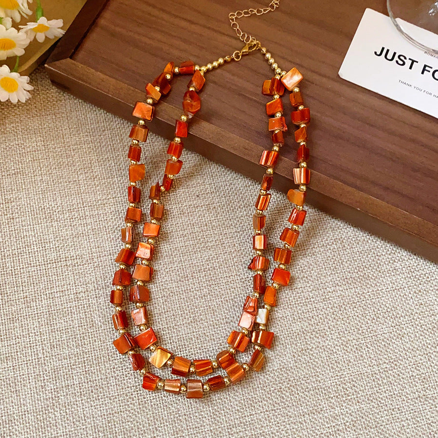 Vintage Double-Layer Shell Beaded Necklace - view 7