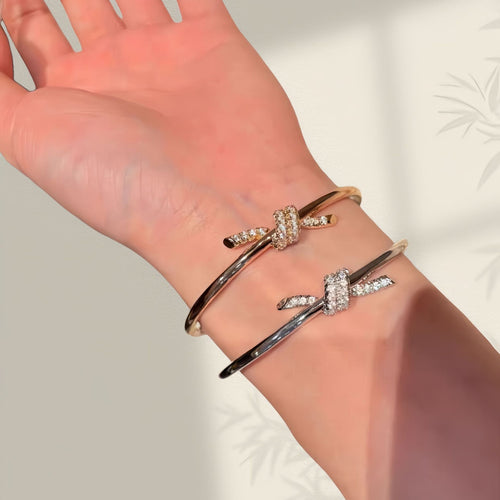 T Home Glossy String Knot Bangle Women Buckle Bracelet Niche Premium Bracelet New Fashionable Versatile Personality Hand Jewelry