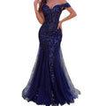 Women's Off-Shoulder Tulle Mermaid Slim Fit Slimming Premium Evening Gown