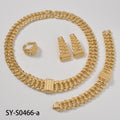 Dubai Breeze Chunky Chain Stripe Gold Set Jewelry Ethnic Style Press Flower Shape Earrings Ring Africa Wedding Jewelry Set