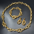 Western Jewelry Set Geometric Round Band Mutual Clasp Pair Band Necklace Bracelet Set Earrings Set Women Fashionable Versatile