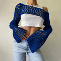 Women's Fall Casual Sexy Wool Flared Sleeve Cropped Flared Sweater 2026 - Green