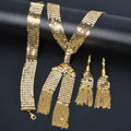 Overseas Western Simple Net Form Width Chain Bride Necklace Set Fringe Long Style Necklace Bracelet Set Earrings Set Wholesale