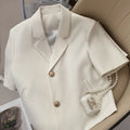 Women's Summer Office Petite Short Sleeve Cropped Blazer 2026 - Off White Short Sleeve