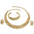 India Bride Jewelry 3 Color Bead Gem Design Piece Form Texture Solid Dry Necklace Bangle Earrings Ring Set
