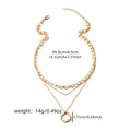 New Import Western Trendy Accessory Personality Design Detail Round Ring Pendant Choker Statement Multi-Layer Versatile Necklace