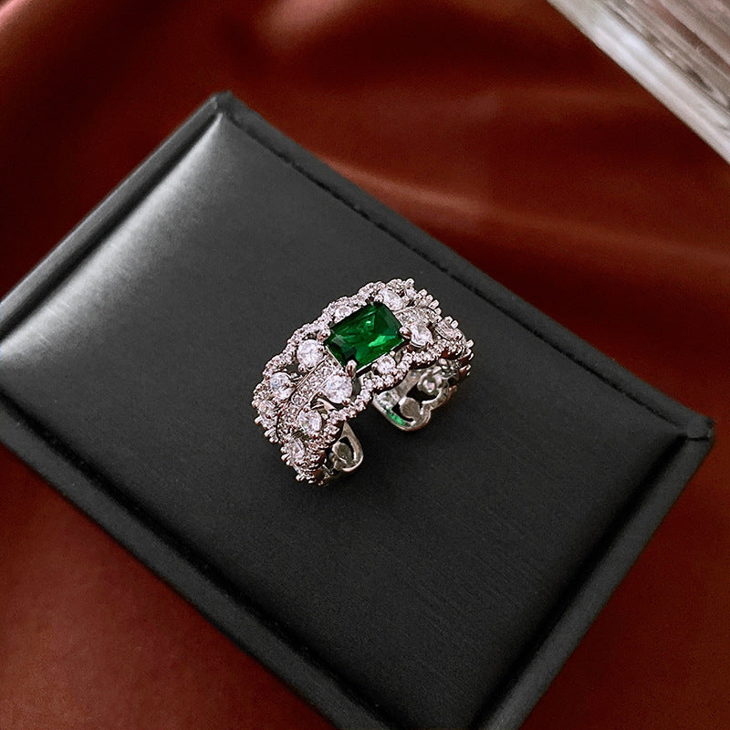 Vintage Rhinestone Flower Statement Ring - view 8