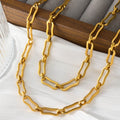 Export Hot Sale Punk Breeze Statement Thick Necklace Bracelet Set Titanium Handmade Chain Gold Plated 18K Hand Jewelry Item In Stock