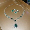 Ethereal Purple Dream Isle Full Diamond Super Sparkle Geometric Teardrop Jewelry Set Imperial Breeze Banquet Necklace Light Luxury Niche Necklace