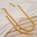 Simple Street 3D Heart Cuban Chain Cutout Heart Spliced Unique Design Detail Necklace Bracelet Set Band Clasp Set