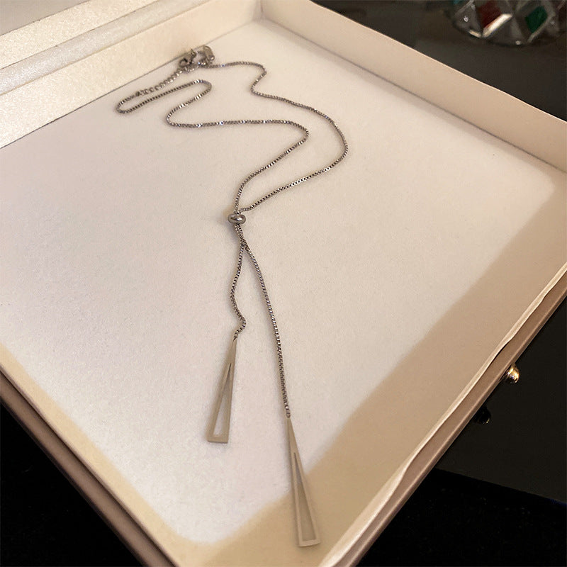 Geometric Pearl Tassel Long Necklace - view 6