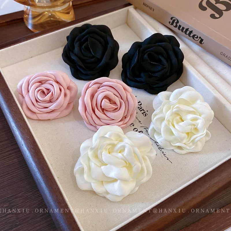French Fabric Flower Pearl Jewelry Set - view 3